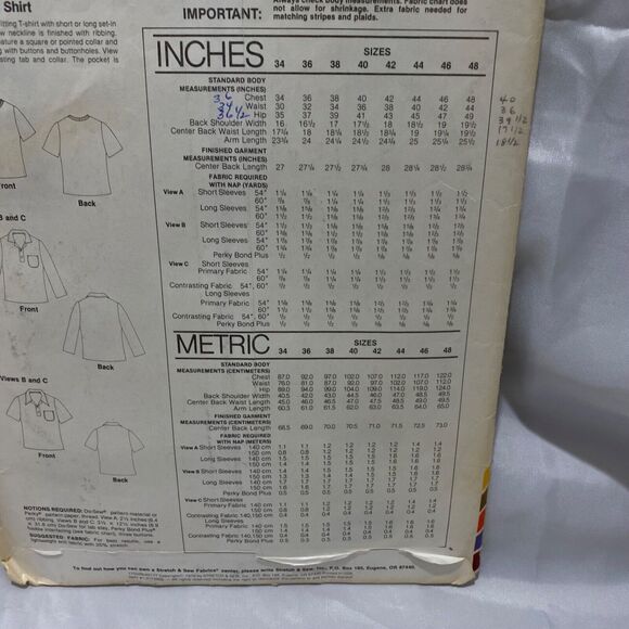 1979 Stretch and Sew Men’s T-Shirt and Tab Front Design Patterns By Ann Person - Picture 7 of 9